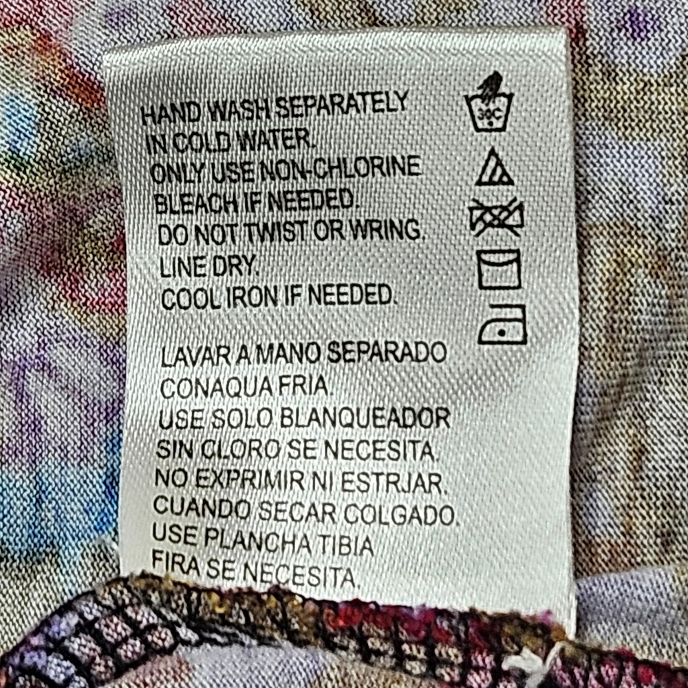 Bila Bohemian Short Sleeve‎ Sheer & Lace Detail Multicolor Floral Blouse Size XL - Picture 9 of 9